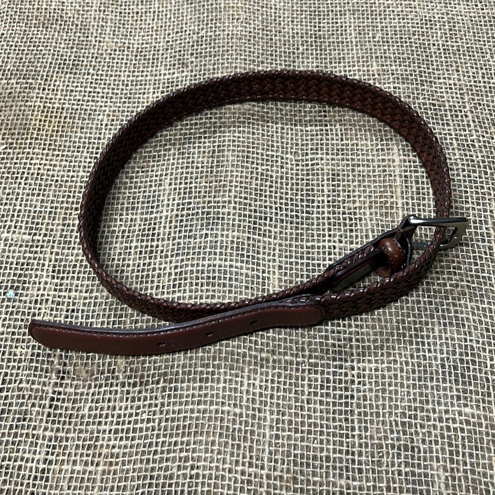 Women's Talbots Brown Braided Genuine Leather Belt Size Small